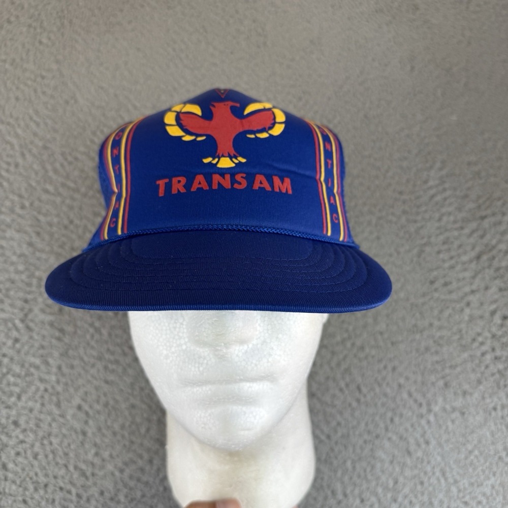 Vintage Pontiac Firebird Trans Am Blue Mesh Snapback Trucker Cap Hat NEW Muscle